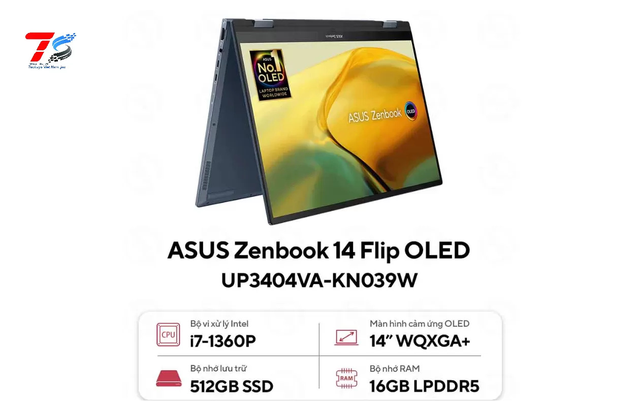 Laptop Asus Zenbook 14 Flip OLED UP3404VA-KN039W (Core I7-1360P | 16GB | 512GB | 14.0-inch OLED WQXGA+ | W11H | Xanh)